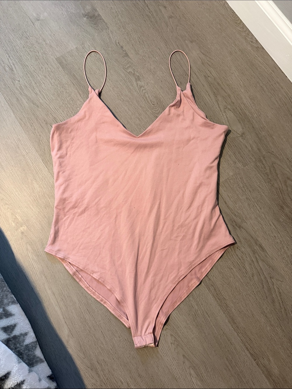 Women's Pink V-Neck Bodysuit - Lightweight Spaghetti Strap